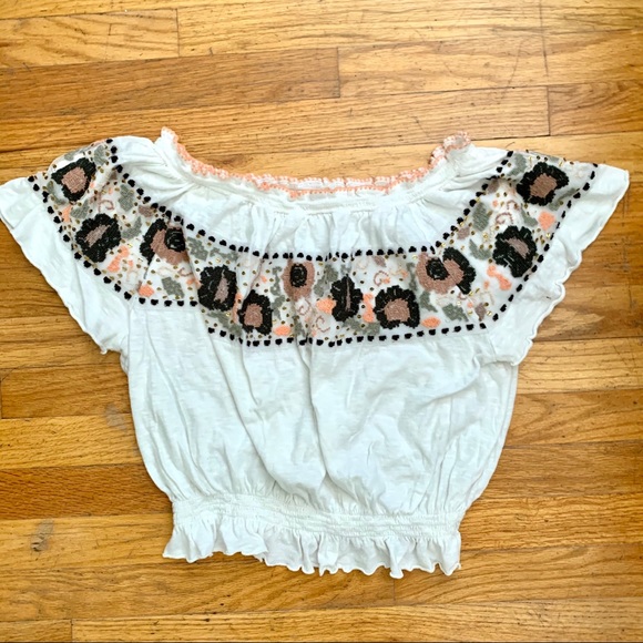 Free People Cross Stitched Floral Crop Top - Picture 4 of 8